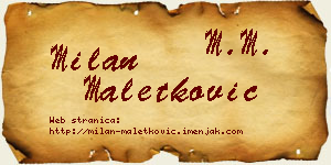 Milan Maletković vizit kartica